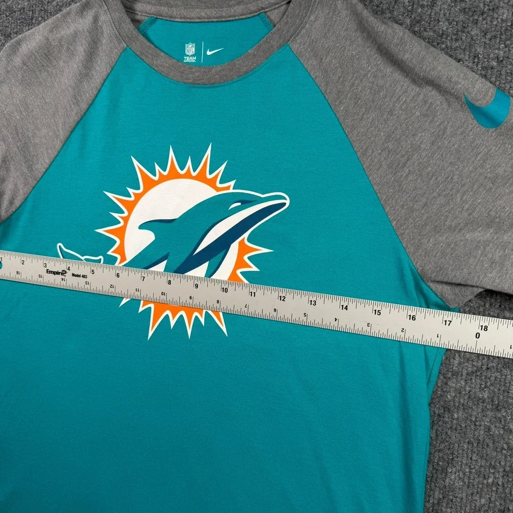 Nike Miami Dolphins Raglan 3/4 Sleeve T-Shirt Medium Aqua NFL Tee